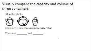 Visually compare the capacity and volume of three containers