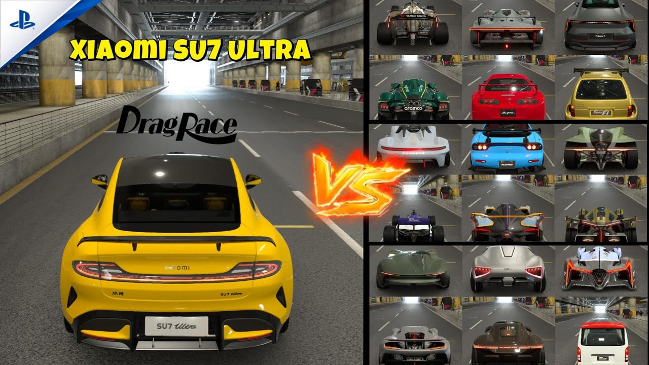 GT7 INSANE Drag Race | Xiaomi SU7 Ultra 1500HP vs VGT & Supercars (2KM ...