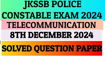 JKP CONSTABLE Telecommunication EXAM 2024 Solved question #jkssb #jkpoliceconstable