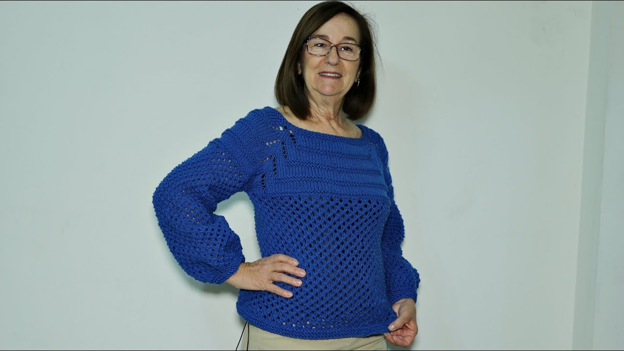 Blusa top down com pala quadrada em tricô