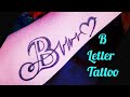 Beautiful B letter Tattoo by Kk