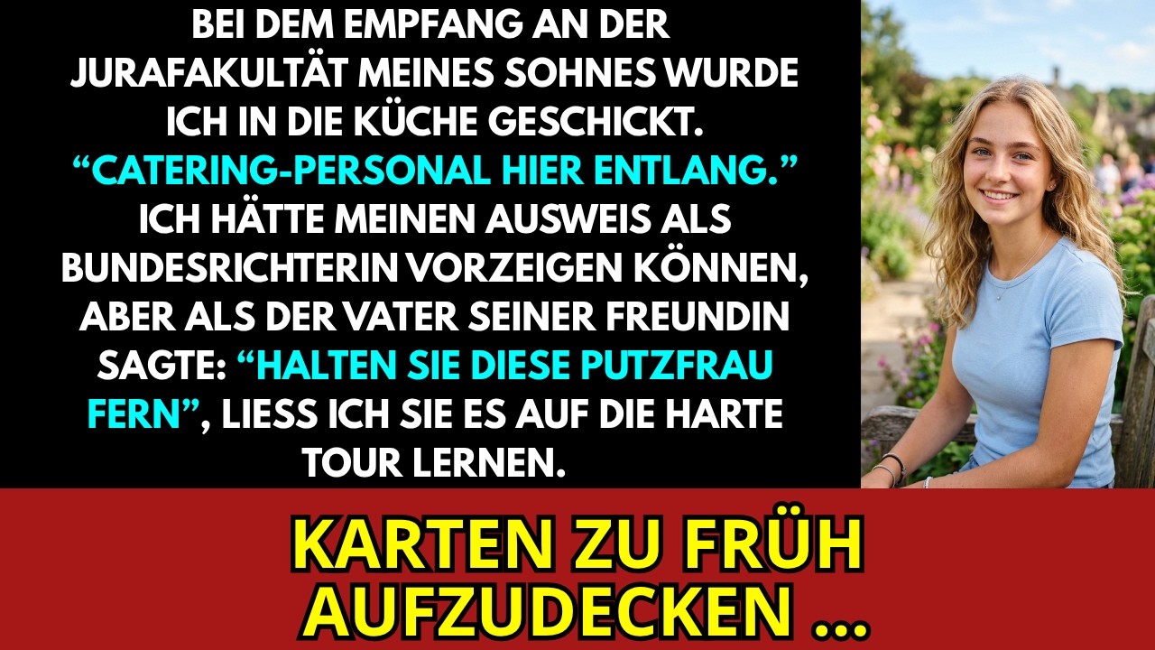 Ich stand in der Lobby eines Frankfurter Luxushotels, um die Verlobung meines Sohnes zu feiern, als ein Oberkellner mir eine Schürze in die Hand drückte und zischte, ich solle endlich in die...
