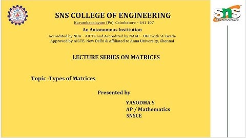 Matrix Introduction | S Yasodha | SNS Institutions