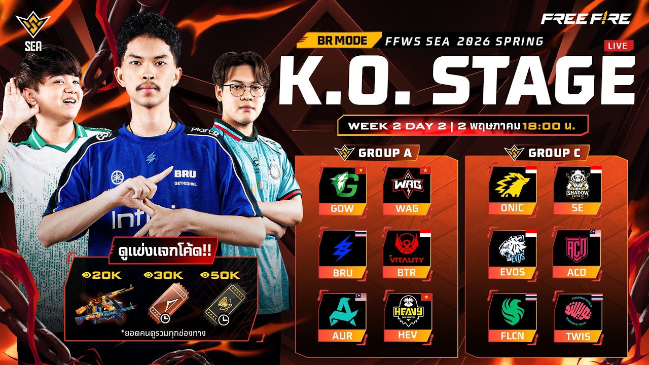 LIVE 🔴 [TH] FFWS SEA 2026 Spring Knockout Stage - Day 5: กลุ่ม A vs กลุ่ม C