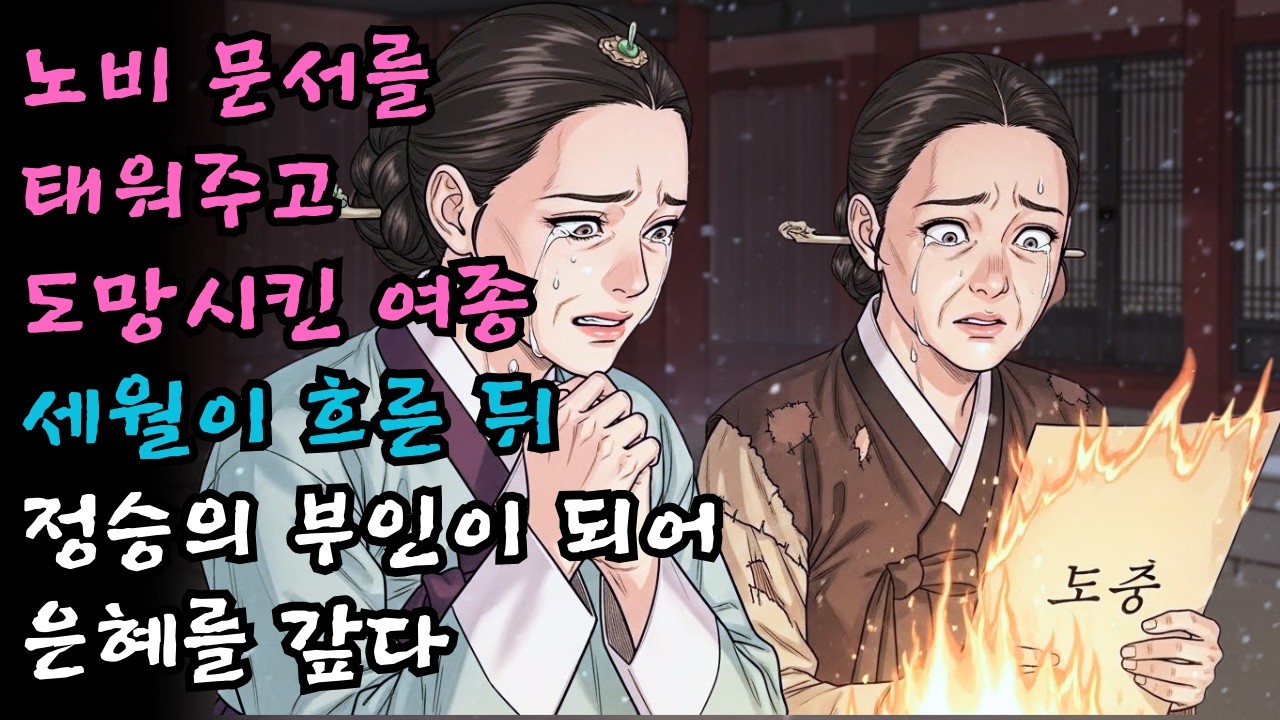 노비 문서를 태워주고 도망시킨 여종, 훗날 정승의 부인이 되어 돌아와 은혜를 갚은 사연 | 감동 민담