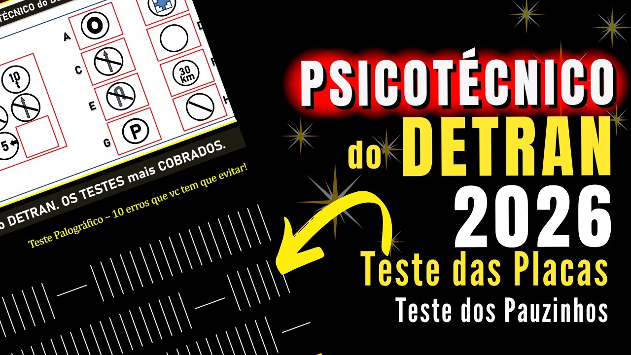PSICOTECNICO do DETRAN 2026. AVALIAÇÃO PSICOLÓGICA DETRAN 2026. Teste de atenção. Exame psicológico.