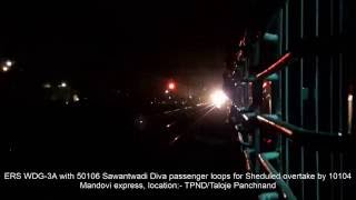One + One Overtake ! WDP-4B 10104 Mandovi & WDP-3A 22633 TVC-NZM SF express