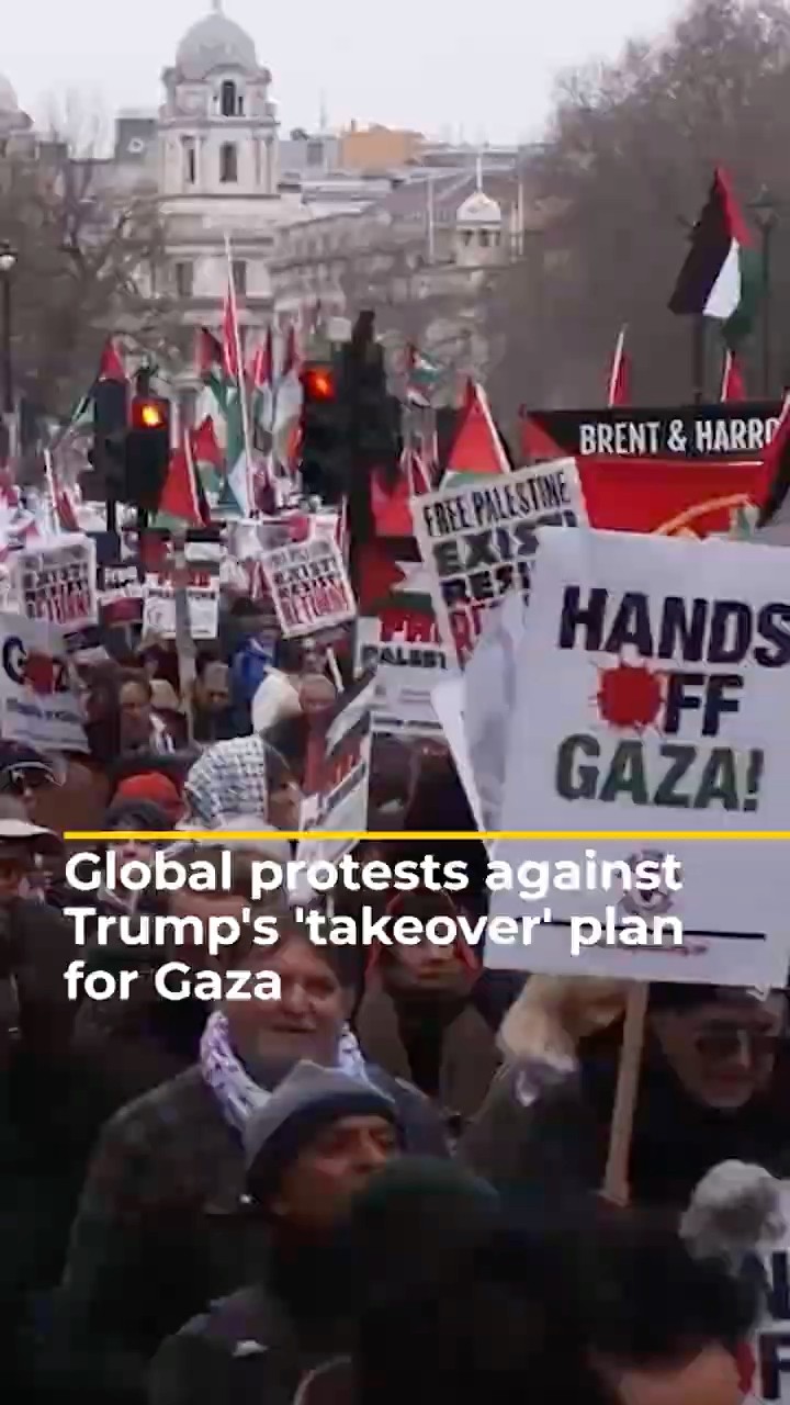 Protesters around the world condemn Trump's 'takeover' plan for Gaza | AJ #shorts