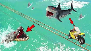 Scary MEGA 99% IMPOSSIBLE Challenge In GTA 5 Part 2 - Biggest Megalodon Shark Attack