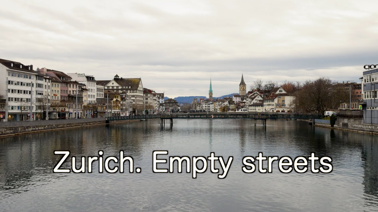 Empty streets of ZURICH. A dull Sunday Morning in Winter. Switzerland | cinematic travel vlog 4K