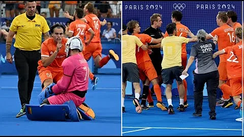 Olympic hockey final descends into brawl after Dutch player celebrate in opponent’s face #paris2024