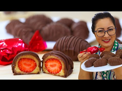 APENAS 4 INGREDIENTES | BOMBOM SURPRESA DE MORANGO MAIS DELICIOSO QUE VOCÊ JÁ VIU  - Dika da Naka