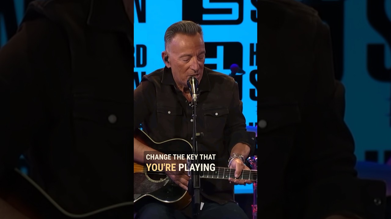 Watch Bruce Springsteen on playing barre chords or open chords on YouTube Watch Bruce Springsteen on playing barre chords or open chords on YouTube