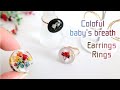 UV resin jewelry with baby's breath (gypsophila) | making rings and earrings ♥️