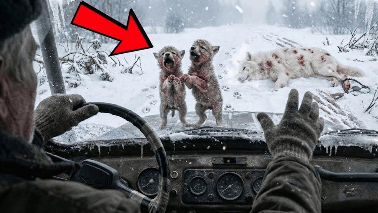 Dwa wilczki przez zamieć przyprowadziły mężczyznę do umierającej w potrzasku matki.