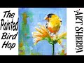 YELLOW BIRD ON FLOWER | Beginners Acrylic Tutorial Step by Step | The Painted Bird Hop