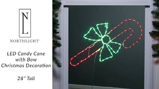 28" LED Lighted Candy Cane with Bow Outdoor Christmas Decoration | Northlight GV94153 | Northlight