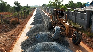 Best Action Komatsu Grader Grading Gravel Building Village Roads & Grader Spreading Gravel