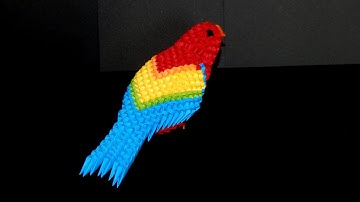 3D Origami Parrot (macaw)  tutorial (instructions) part 2