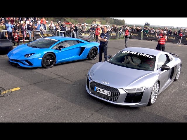 Audi R8 V10 Plus vs Lamborghini Aventador S class=