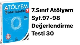 7.Sinif Atölyem S.97-98 Değerlendi̇rme Testi̇ 30