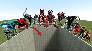 DESTROY ALL 3D CATNAP SMILING CRITTERS POPPY PLAYTIME ALPHABET LORE FAMILY in BIG HOLE (Garry