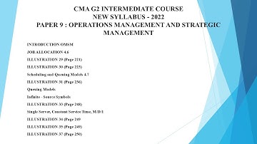 CMA G2 INTERMEDIATE PAPER 9 OPERATIONS MANAGEMENT AND STRATEGIC MANAGEMENT MODULE 4 (TAMIL)