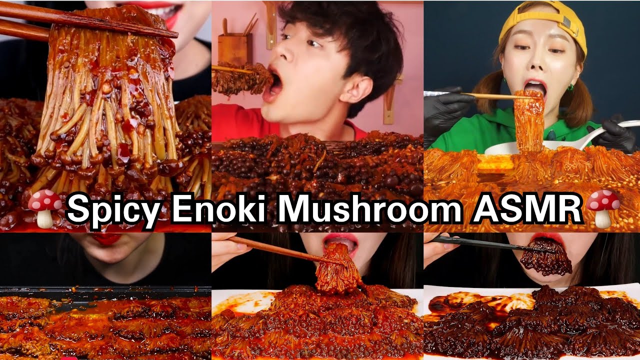 🍄BEST SPICY ENOKI MUSHROOM ASMR COMPILATION ASMR COMPILATION