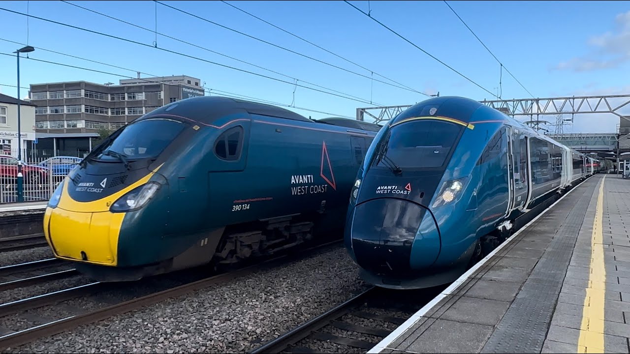 Avanti West coast Old Meets New At Stafford Station also TPE 68 Drag Ex TPE Mk5 stock fab Variety