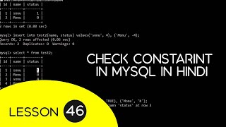 Check Constraint In MySQL in Hindi - 46