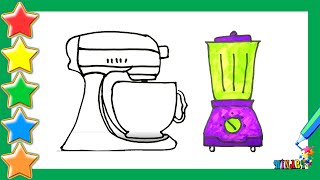 Menggambar Peralatan Dapur, Blender Dan Mixer Belajar Menggambar Dan Mewarnai Untuk Anak- Anak