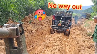 Deeply sunken roads and how Vietnamese farmers handle them #Vietnamese forest road truck