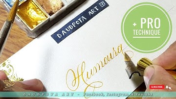 Copperplate Calligraphy with Gold Watercolor | English Calligraphy on Envelope | Daudpota Art