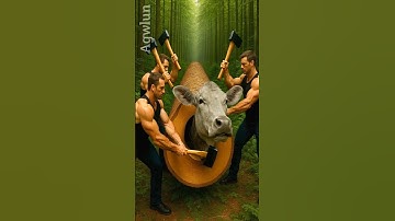 rescue cow from giant log 🐄 #shorts #trending #viral #anmals #funny