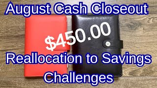 August cash wallet closeout | Cash stuffing savings challenges