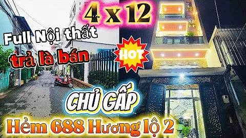 Bán gấp nhà Hẻm ôtô 688 Hương Lộ 2 | Giá rẻ bất ngờ, sổ hồng riêng, TĂNG Full Nội Thất, Giáp Tân Phú