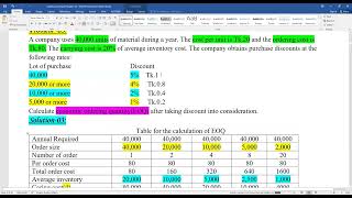 EOQ  with discount ।। Degree 3rd Year Cost Accounting short suggestion 2022 chapter-material class-3