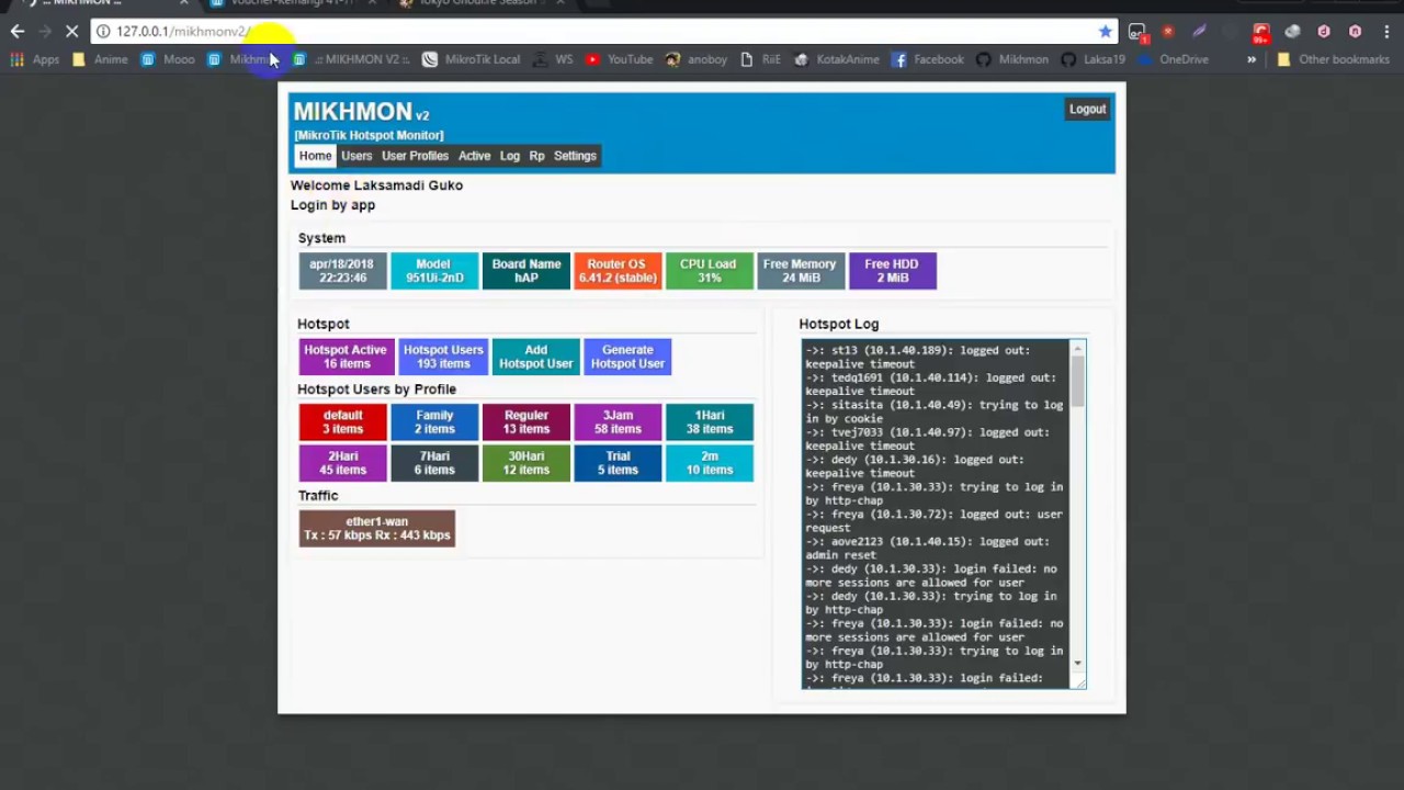 Mikhmon V2 Mikrotik Hotspot Monitor Mikrotik Api By Laksa19