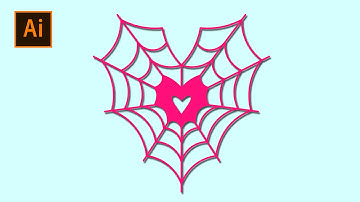 Heart Shape Spider Web Drawing | Spider Web Design in Illustrator | Adobe Illustrator CC