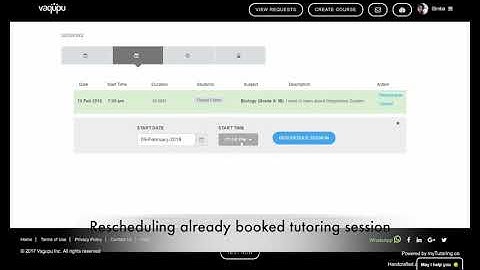 How to reschedule or cancel an online tutoring session in myTutoring online tutoring platform