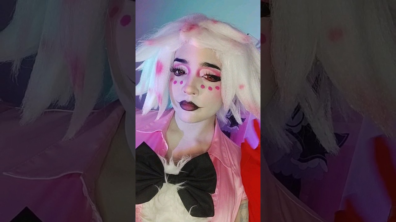 más de ángel dust 🤍 (video en el perfil) #cosplaymakeup #angeldust #angeldustcosplay #hazbinhotel