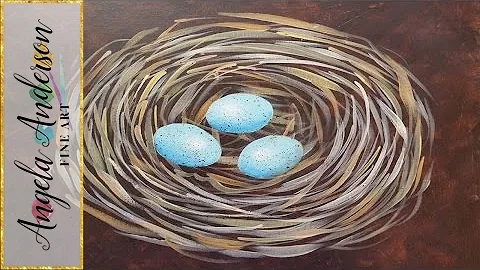 Easy Bird Nest Acrylic Painting Tutorial | Free Beginner Art Lesson | Learn to Paint a Nest