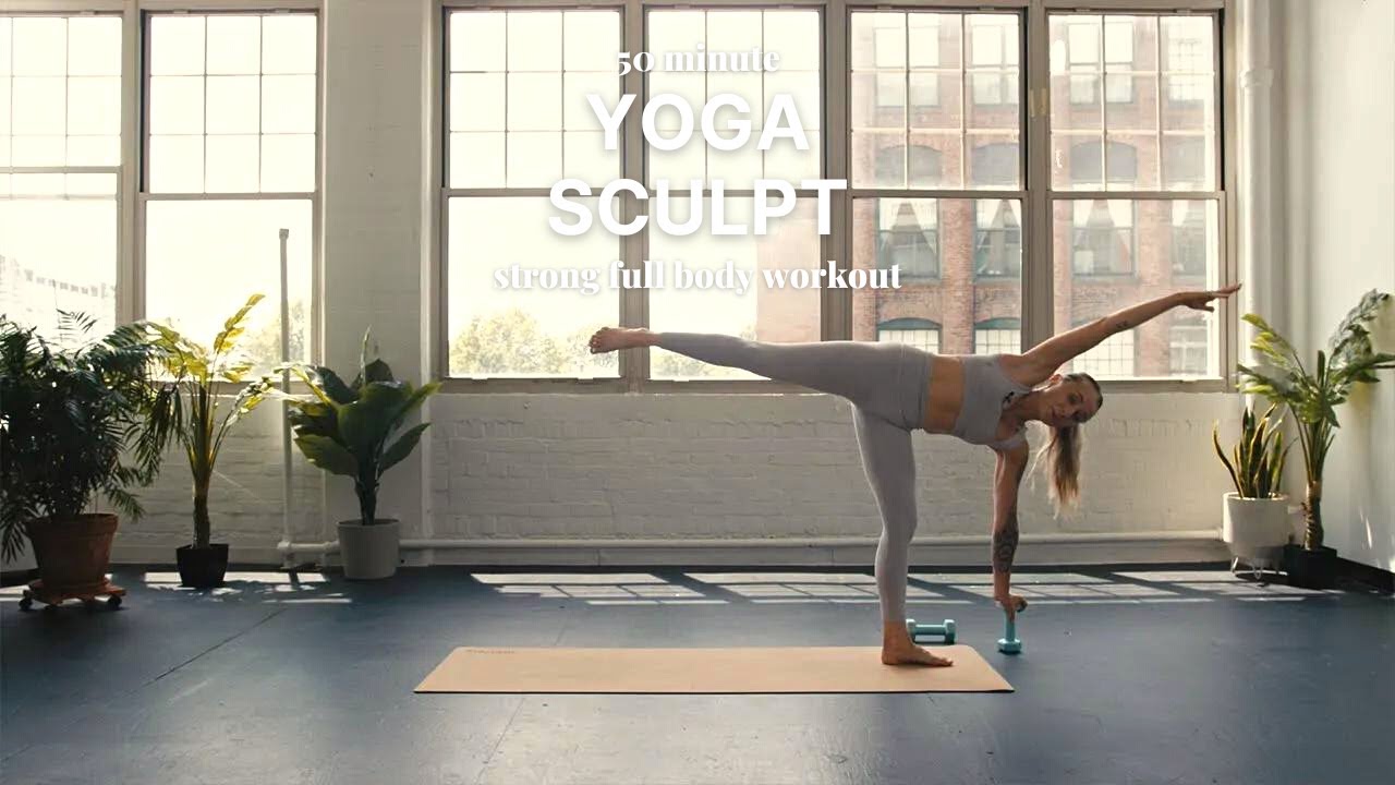 50 Minute Yoga Sculpt | vinyasa flow with weights - YouTube