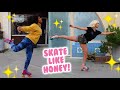 TRYING OUR FRIEND'S ROLLER SKATING TRICKS