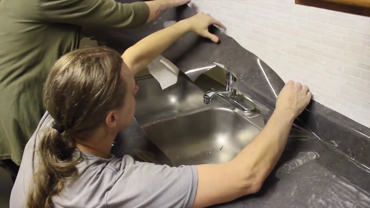 DIY PEEL N STICK FAUX GRANITE COUNTERTOP! Does this REALLY Work! YouTube