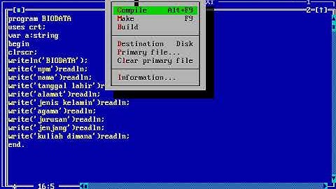 Membuat biodata di TURBO PASCAL