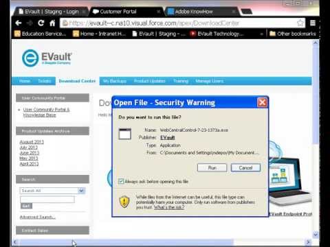 Installing EVault Web CentralControl