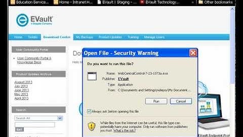 Installing EVault Web CentralControl