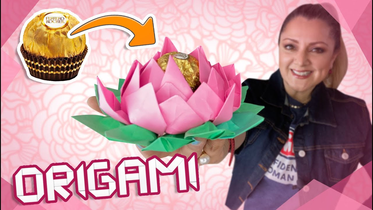 Cómo hacer una Flor con Origami 🌺Lirios con detalles dulces🍬 🍫Valentines Day  ❤️