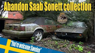 Barn find collection. 4-1972 Saab Sonett III V4- 4 Stroke FWD, Mustang Fox body, 72 Dodge Challenger